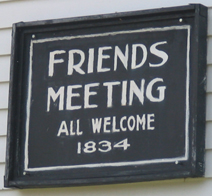 Welcome sign at Friends Meeting House, circa 1834, Chesterhill, OH